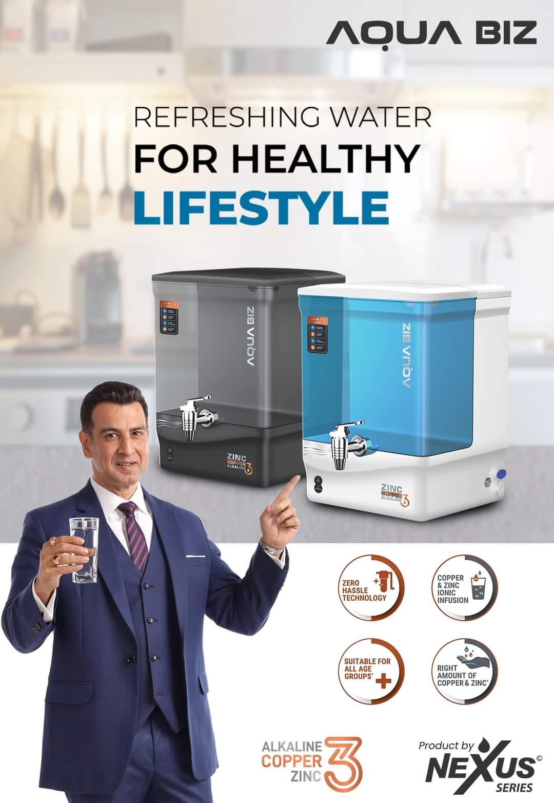 NEXUS AQUA BIZ MULTISTAGE RO+UV+COPPER+ZINC+ALKALINE TECHNOLOGY